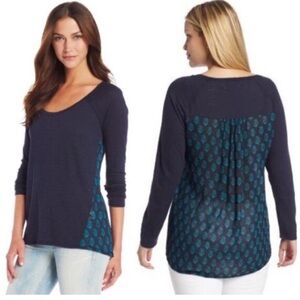 LUCKY BRAND x Peter Dunham 3X Boho Mixed Media Tunic Blue Turquoise